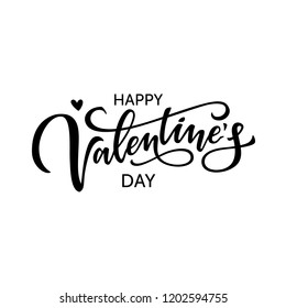 Happy Valentines day lettering on a white background. Valentine's day card design. 