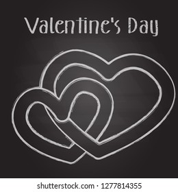 Happy Valentines Day lettering on chalkboard background. Vector Illustrations. 