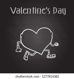 Happy Valentines Day lettering on chalkboard background. Vector Illustrations. 