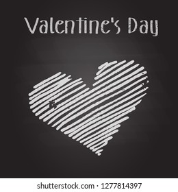 Happy Valentines Day lettering on chalkboard background. Vector Illustrations. 