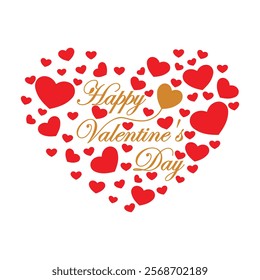 Happy Valentine's Day lettering on red love shape background