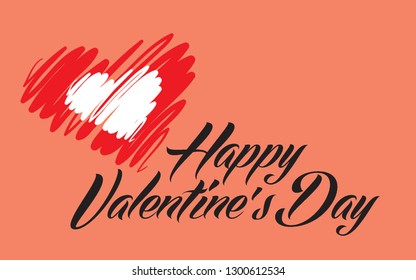 Happy Valentines Day lettering in pink back vector illustration