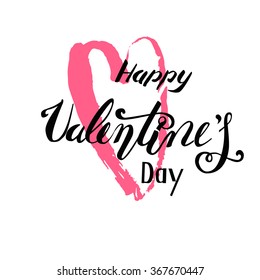 'Happy Valentine's day" lettering and pink heart with rough hand drawn edges.