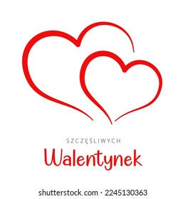 Happy Valentine's Day lettering in Polish. Poster template. Vector illustration