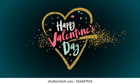 Happy Valentines Day lettering postcard, banner and vector holiday background. Easy editable for Your design.