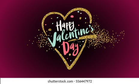 Happy Valentines Day lettering postcard, banner and vector holiday background. Easy editable for Your design.