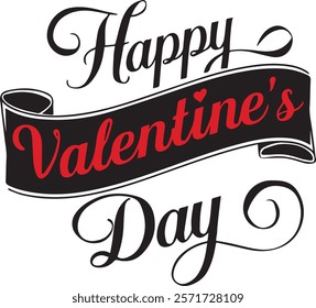 happy valentine's day lettering poster banner template vector concept on white background