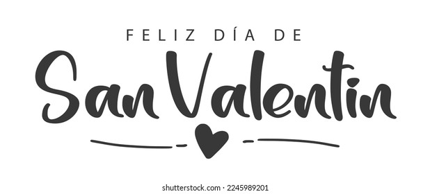 Feliz Día de San Valentín con letras en español. Ilustración del vector