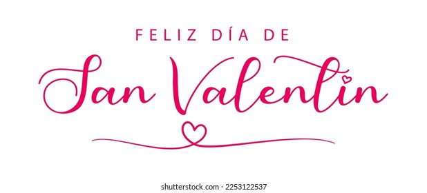 Happy Valentine's Day lettering in Spanish with heart. Cartoon. Vector illustration