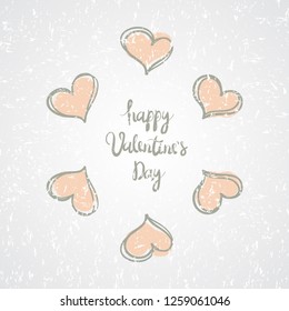 Happy Valentine's Day Lettering Text Background With Heart.