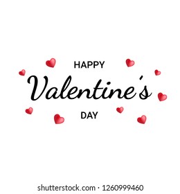 Happy Valentine's Day Lettering Text Background With Red Heart. Vector