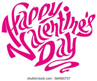 Happy Valentines day. Lettering text. Isolated on white illustration