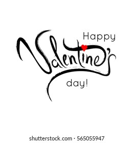 Happy Valentines Day Lettering. Typography poster with handwritten calligraphy text, isolated on white background. Vector Illustration