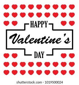 Happy Valentines day. Lettering vector with red heart icon background