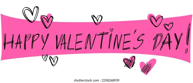 Happy valentines day lettering.  Vector illustration. 