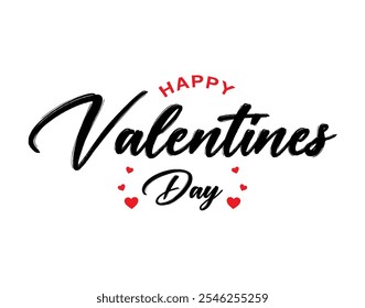 Happy Valentines Day lettering vector on white background.