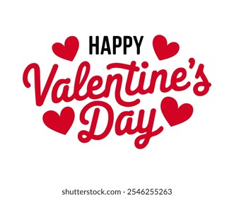 Happy Valentines Day lettering vector on white background.