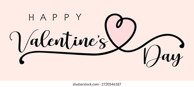 Happy valentines day lettering vector romantic calligraphy typography with heart flourish handwritten love quote for greeting cards invitations posters branding social media design