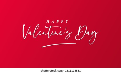 Happy Valentine's Day  lettering white text handwriting  calligraphy isolated on red background. Greeting Card Vector Design