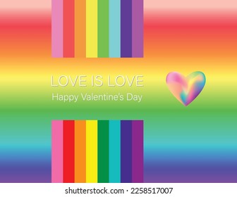 Happy Valentine's Day. LGBT. Rainbow flag. Template for background love is love template icon 