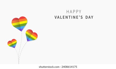 Happy Valentine's Day. LGBTQ Pride. Rainbow heart. Copy space white background. Vector illustration