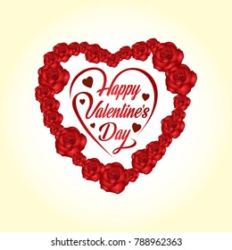Happy Valentine's day with light background vector and roses hea