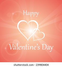 happy valentine's day with light ray and lens flare pattern on sweet pink background (vector) 