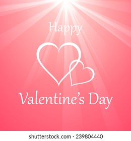 happy valentine's day with light ray pattern on sweet pink background (vector) 