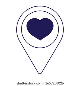 happy valentines day, location pin heart love cartoon vector illustration line style