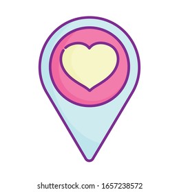 happy valentines day, location pin heart love cartoon vector illustration