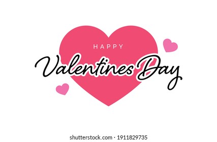 Happy Valentine's Day Logo or Banner Vector Template with love Hearts and Typography Text