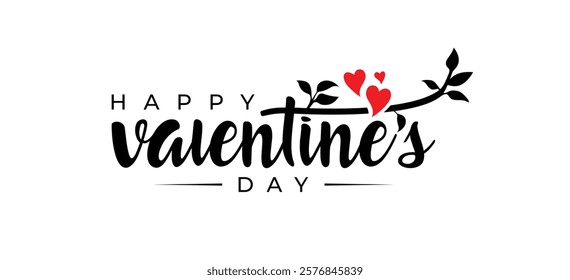 Happy Valentine's Day logo design. Romantic Love branch Valentine's Day lettering. Valentine, love, editable vector design.