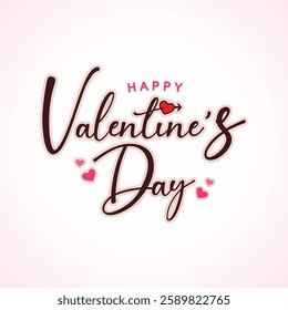Happy Valentine's Day logo on gradient pink background vector. Illustration of Valentine's Day logo with cupid heart concept.