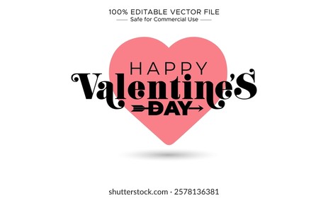 Happy Valentines Day. Logo unit with heart for greeting card design.