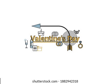 Happy Valentines Day. Love. Be my Valentine. Vector illustration isolated on white background. Typography design for print cards, banner, poster