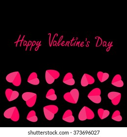 Happy Valentines Day. Love card. Heart frame. Flat design Pink symbol on black background. Vector illustration