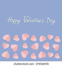 Happy Valentines Day. Love card. Heart frame. Flat design Rose quartz serenity color background. Vector illustration