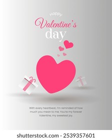 Happy Valentine's Day love cover vector, Romantic poster decorated with trendy gradient heart pastel colorful background. Design for greeting card banner and invitation