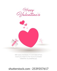 Happy Valentine's Day love cover vector, Romantic poster decorated with trendy gradient heart pastel colorful background. Design for greeting card banner and invitation