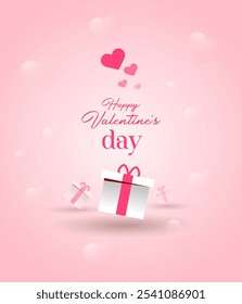 Happy Valentine's Day love cover vector. Romantic symbol poster decorates with trendy gradient heart pastel colorful background greeting cards and banner invitation.