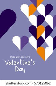 Happy valentine's day and love elements. Modern geometrical abstract background consisting of heart pattern. Vector illustration card, poster,  invitation, menu, template.