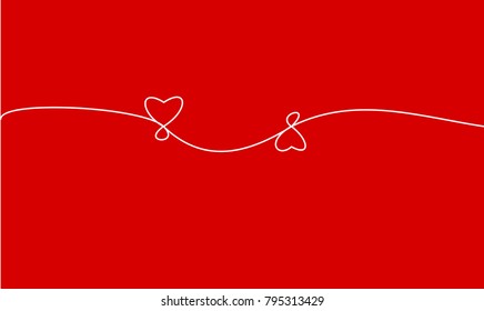 happy Valentines Day -Love forever-valentine heart thread design having two hearts knot on same rope