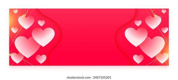 happy valentines day love heart theme banner with text space vector