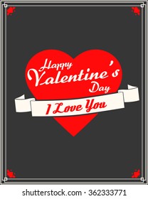 Happy Valentine's Day. Love. Heart. Calligraphic, typographic and hand lettering. Valentine's card.