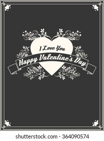 Happy Valentine's Day. Love. Heart. Calligraphic, typographic and hand lettering. Valentine's card.