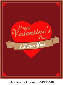 Happy Valentine's Day. Love. Heart. Calligraphic, typographic and hand lettering. Valentine's card.