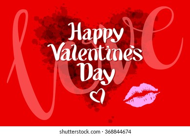 happy Valentines day love heart red pink kiss art