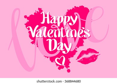 happy Valentines day love heart red pink kiss art
