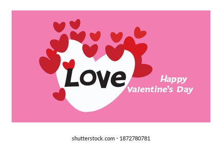 Happy Valentine's Day  with love  and  hearts, Holiday  greeting card, gift voucher, invitation design, love creative concept Vector illustration.