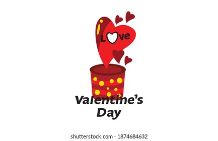 Happy Valentine's Day  with love  and  hearts, Holiday  greeting card, gift voucher, invitation design, love creative concept Vector illustration.